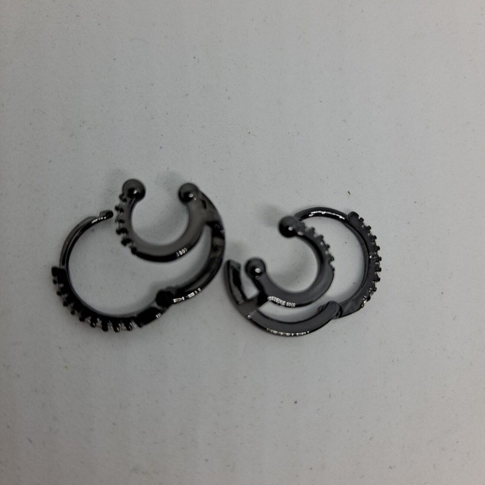 Earrings Double Hoops Black bling